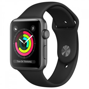 Apple Watch Series 3 GPS 38mm Space Gray Aluminum Case with Black Sport Band (MTF02)
