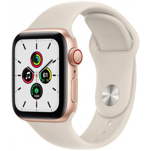Apple Watch Series SE GPS + LTE 40mm Gold Aluminum Case with Starlight Sport Band (MKQN3)