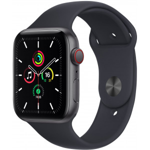 Apple Watch Series SE GPS + LTE 44mm Space Gray Aluminum Case with Midnight Sport Band (MKRR3)